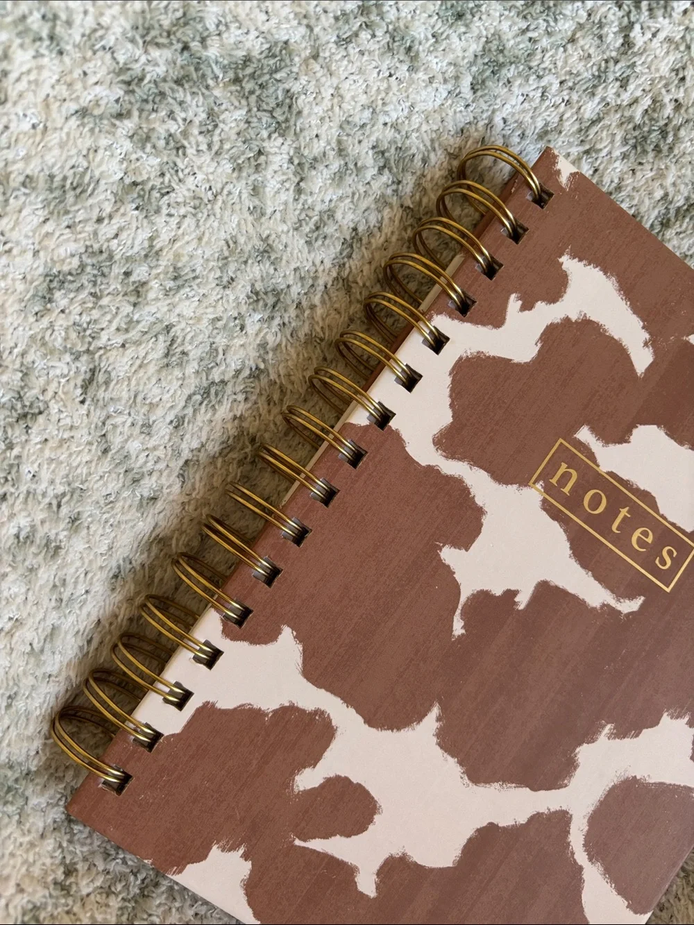 Notes Spiral Lined Notebook Journal Brown & White Cowhide Western NWT 250pg